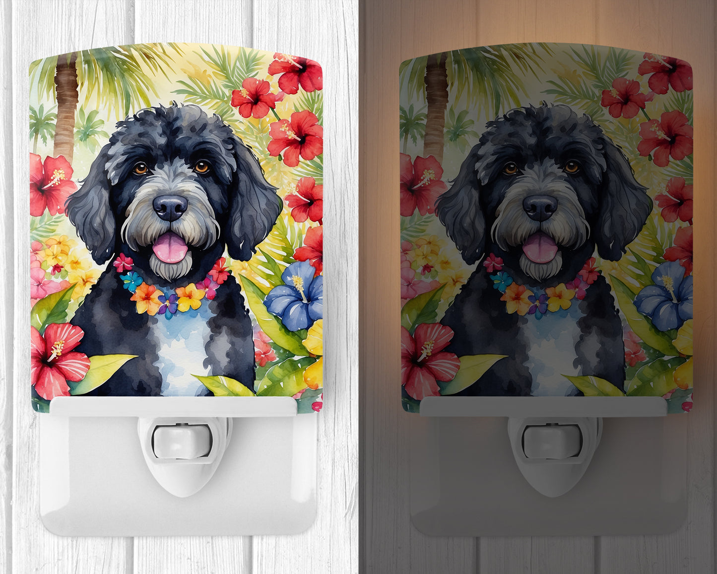 Portuguese Water Dog Luau Ceramic Night Light