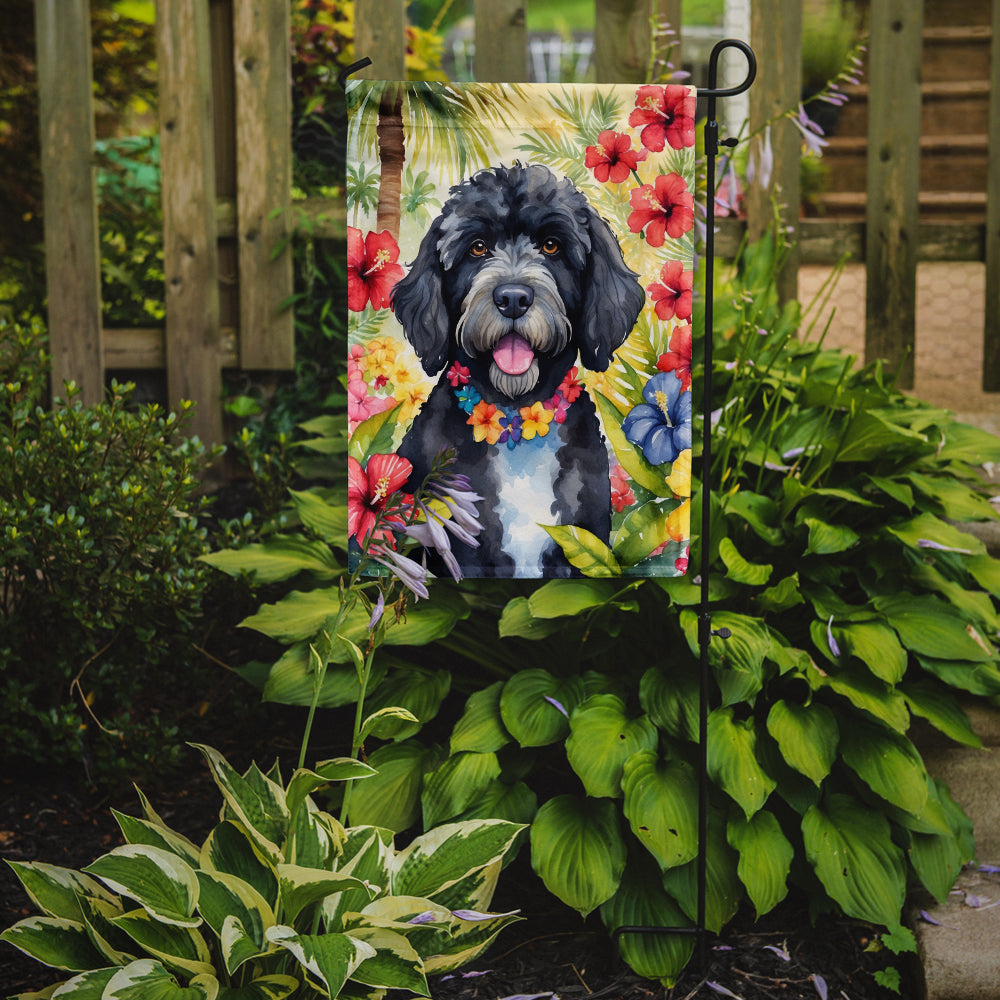 Portuguese Water Dog Luau Garden Flag