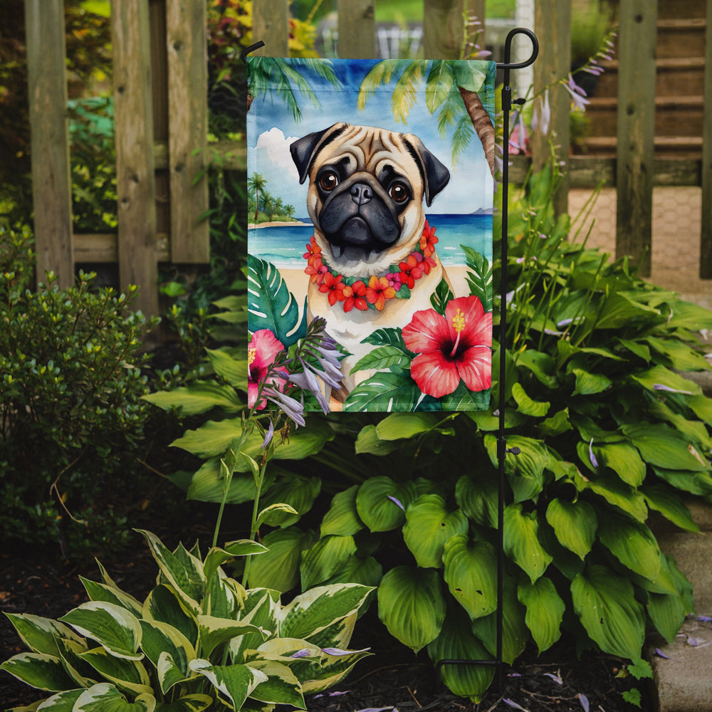 Pug Luau Garden Flag