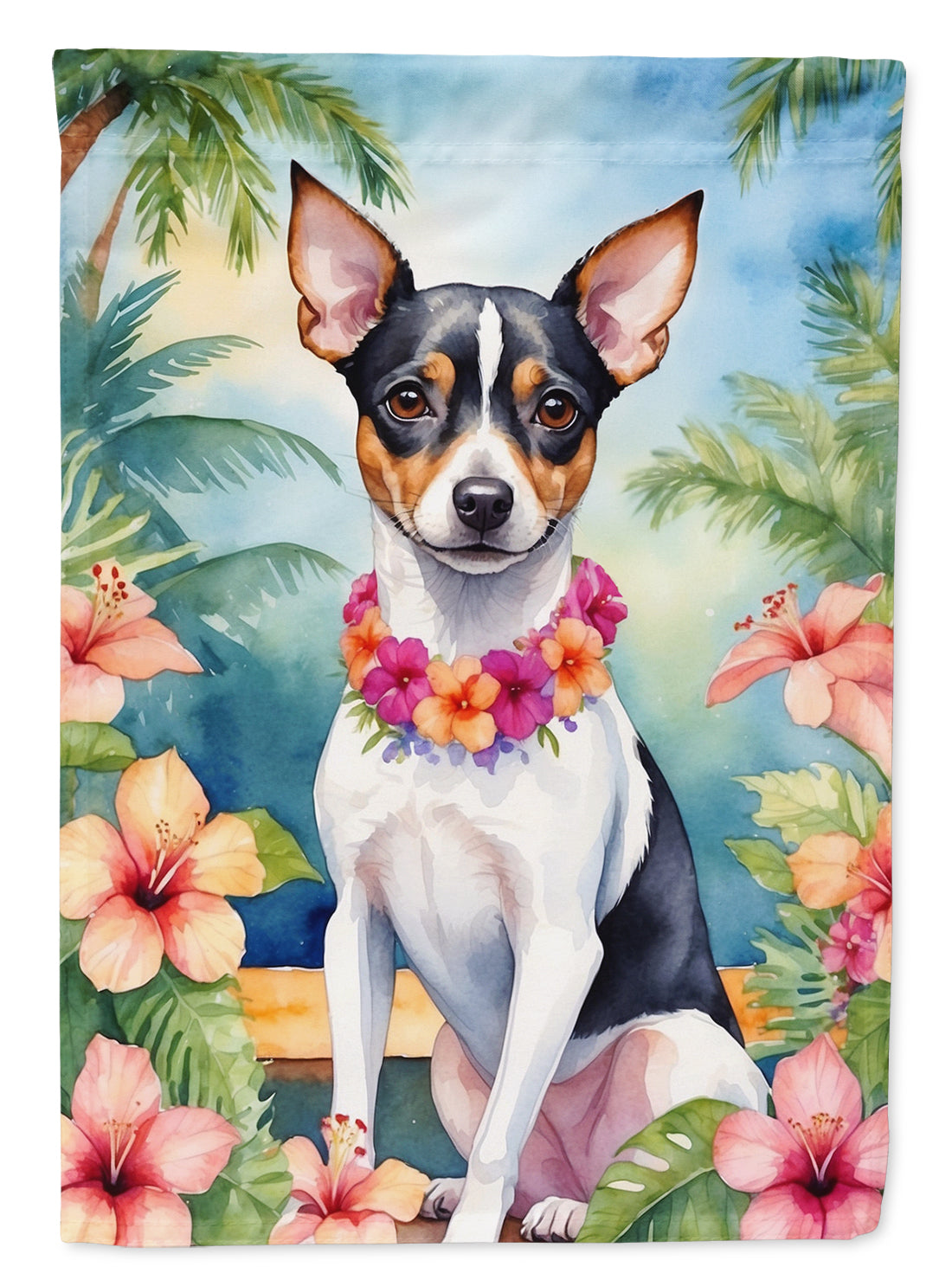 Buy this Rat Terrier Luau House Flag