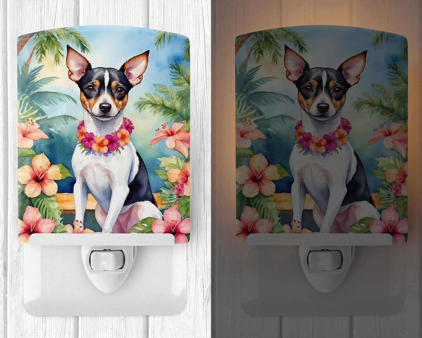 Rat Terrier Luau Ceramic Night Light