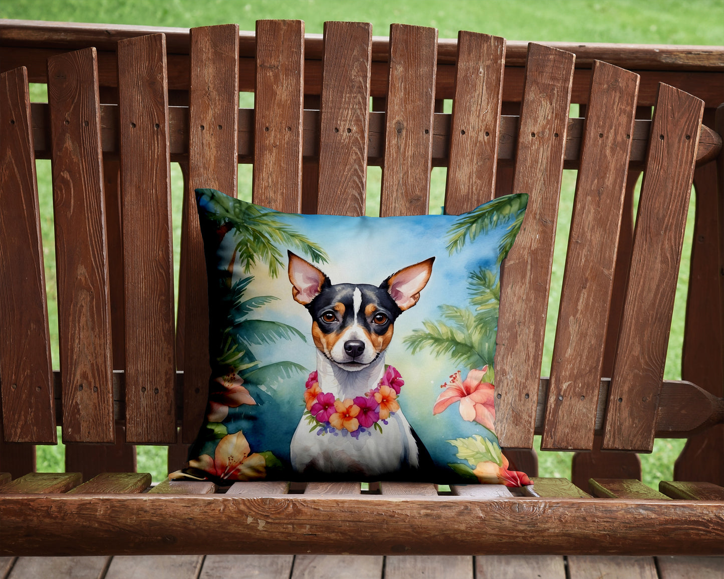 Rat Terrier Luau Throw Pillow