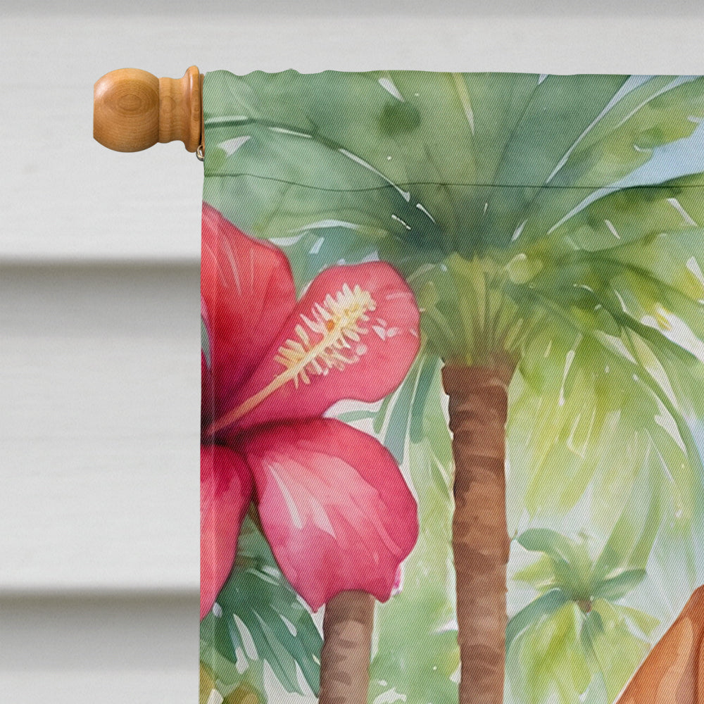 Redbone Coonhound Luau House Flag