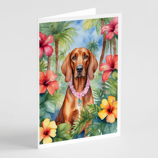 Buy this Redbone Coonhound Luau Greeting Cards Pack of 8