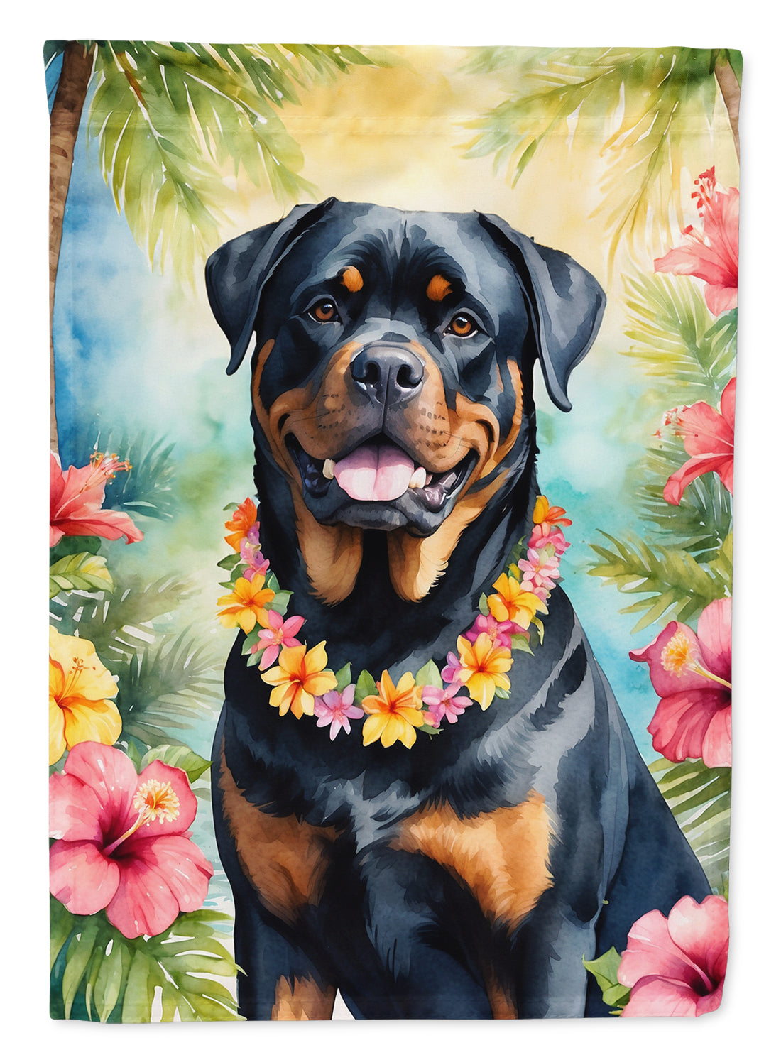 Buy this Rottweiler Luau House Flag