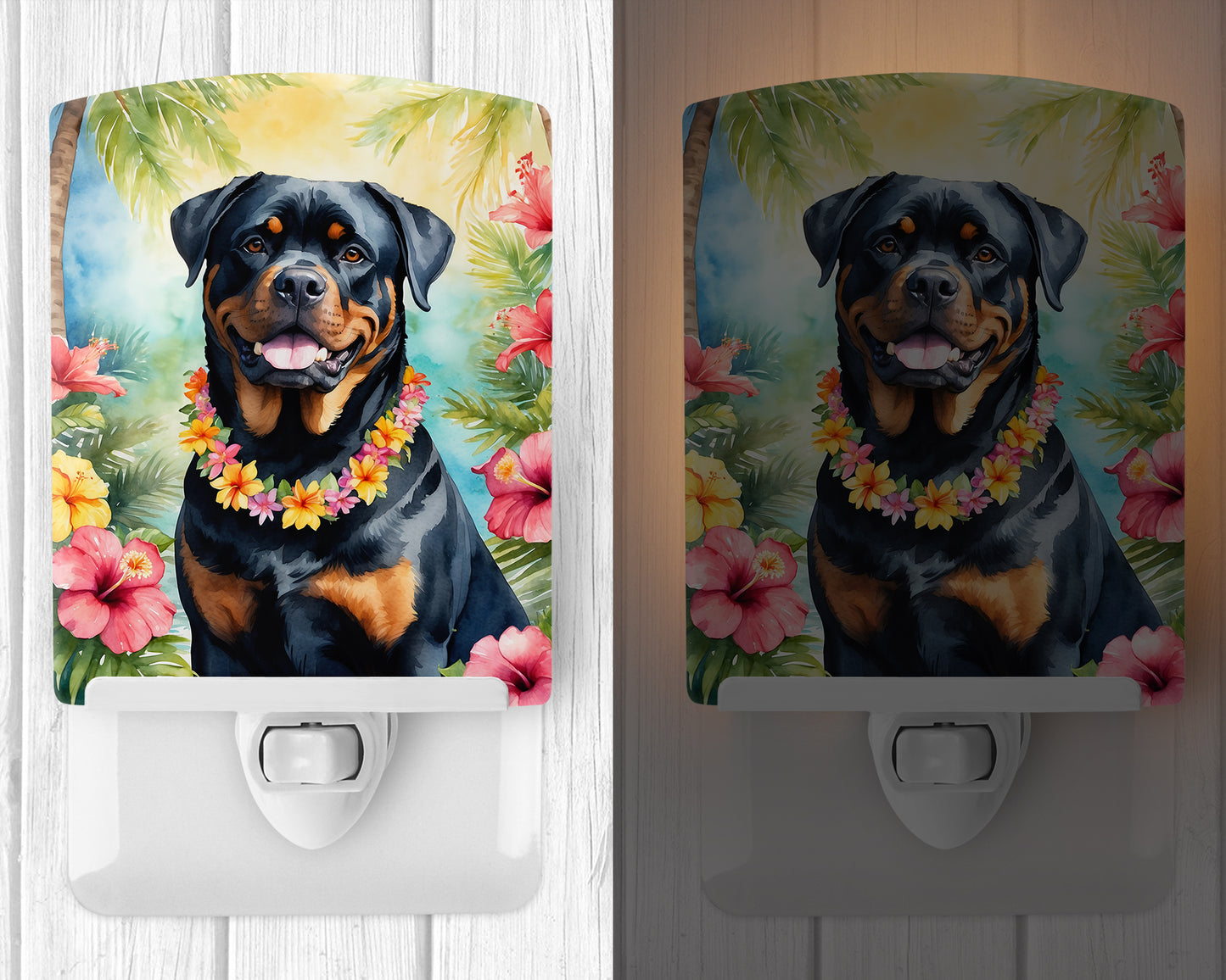 Rottweiler Luau Ceramic Night Light