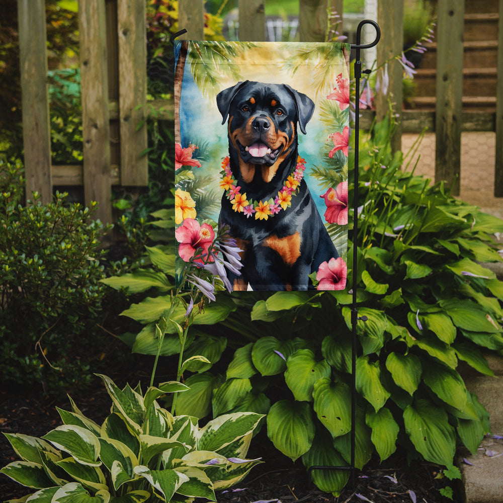 Rottweiler Luau Garden Flag