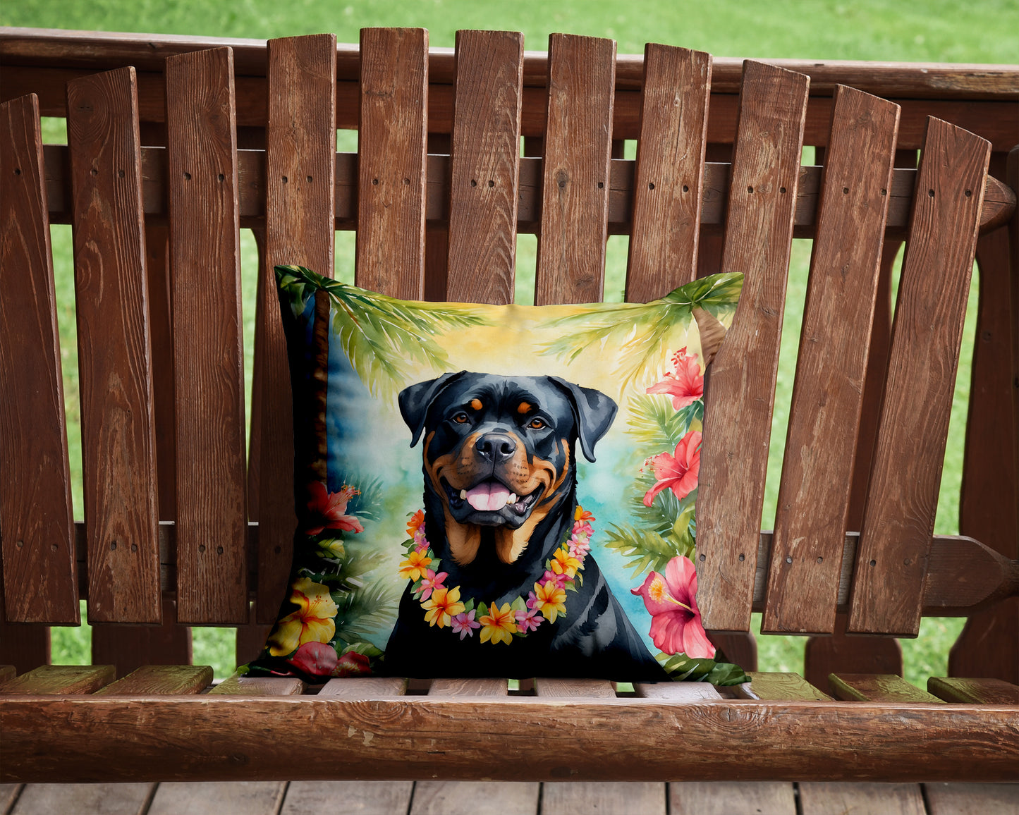 Rottweiler Luau Throw Pillow