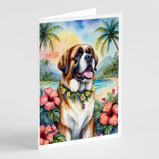 Buy this Saint Bernard Luau Greeting Cards Pack of 8