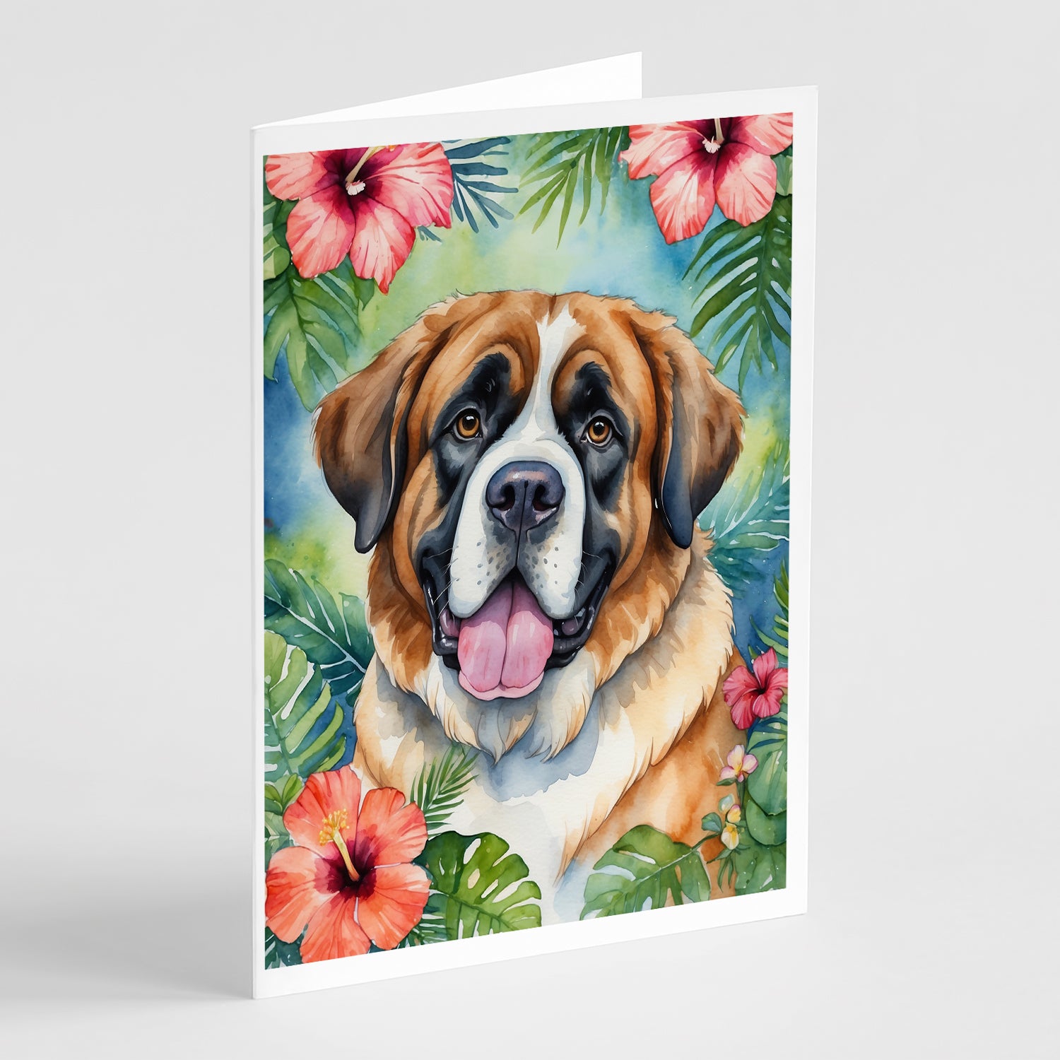 Buy this Saint Bernard Luau Greeting Cards Pack of 8