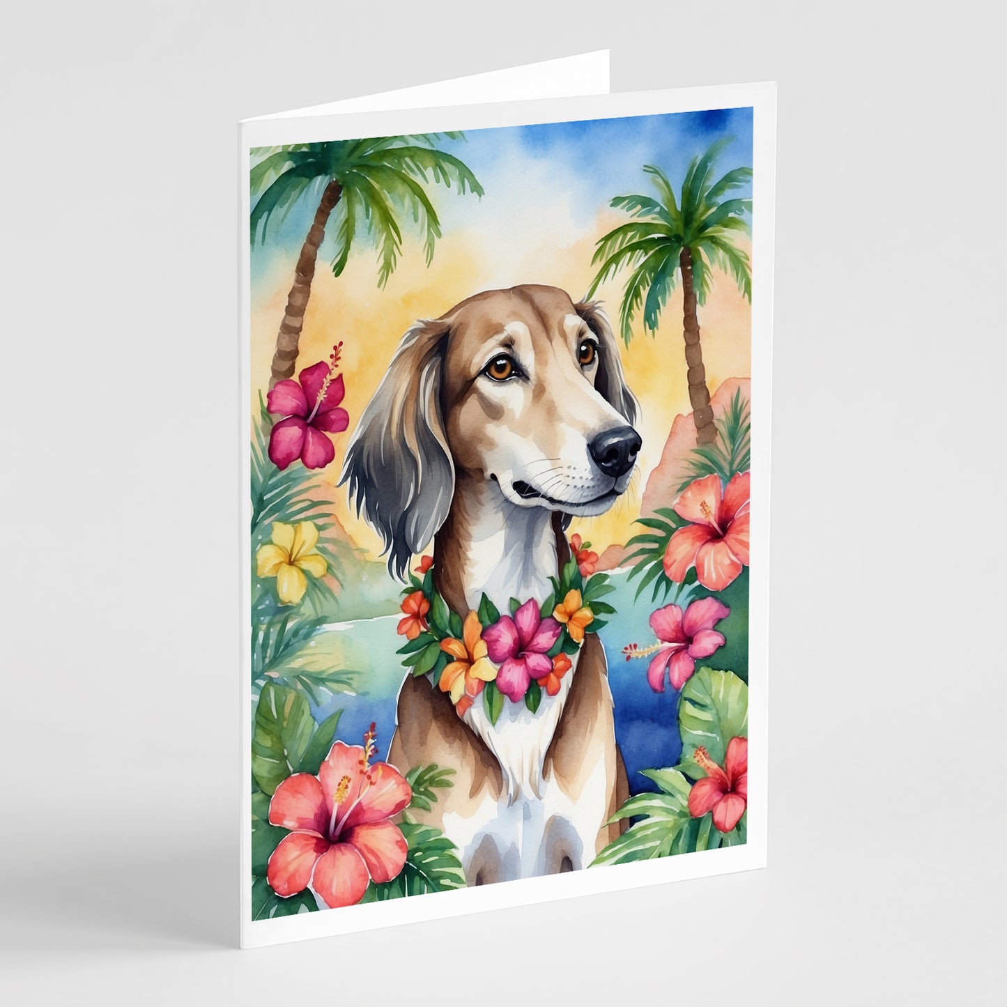 Buy this Saluki Luau Greeting Cards Pack of 8