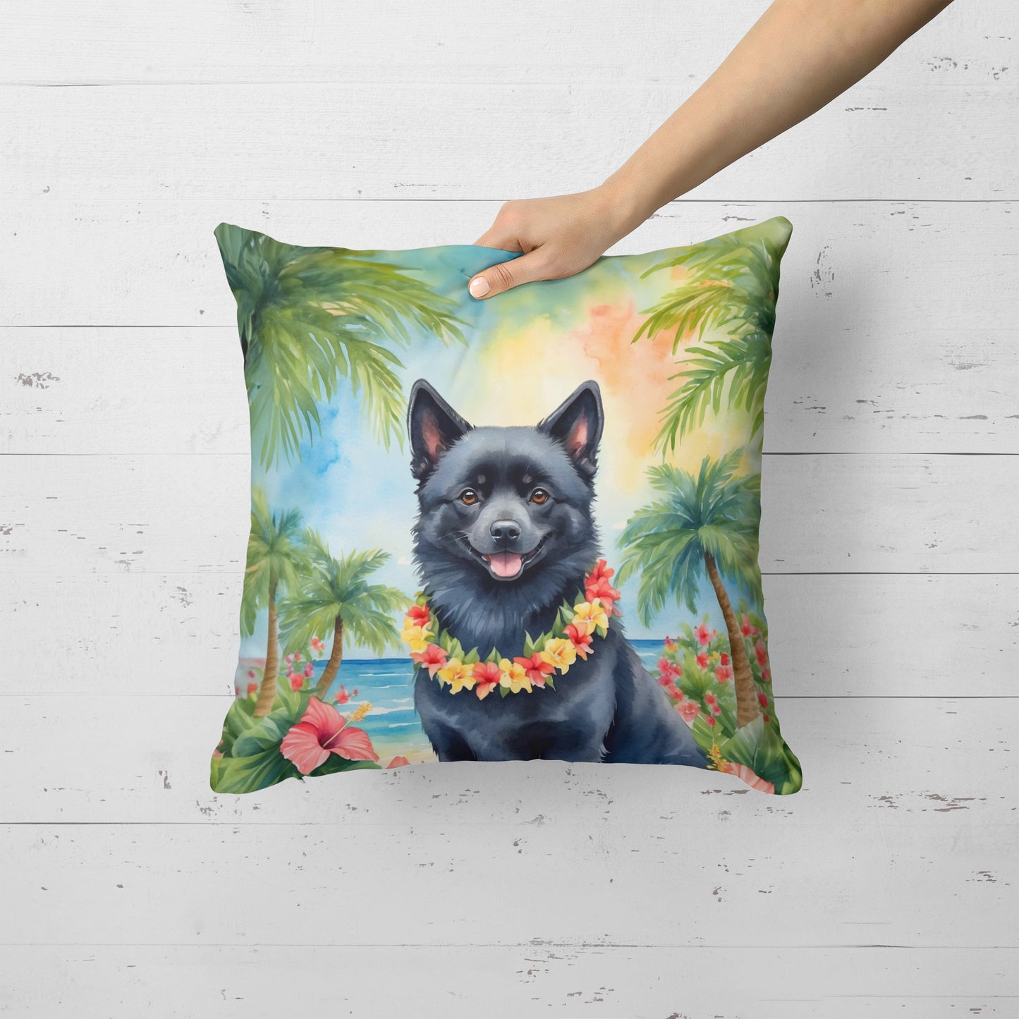 Schipperke Luau Throw Pillow