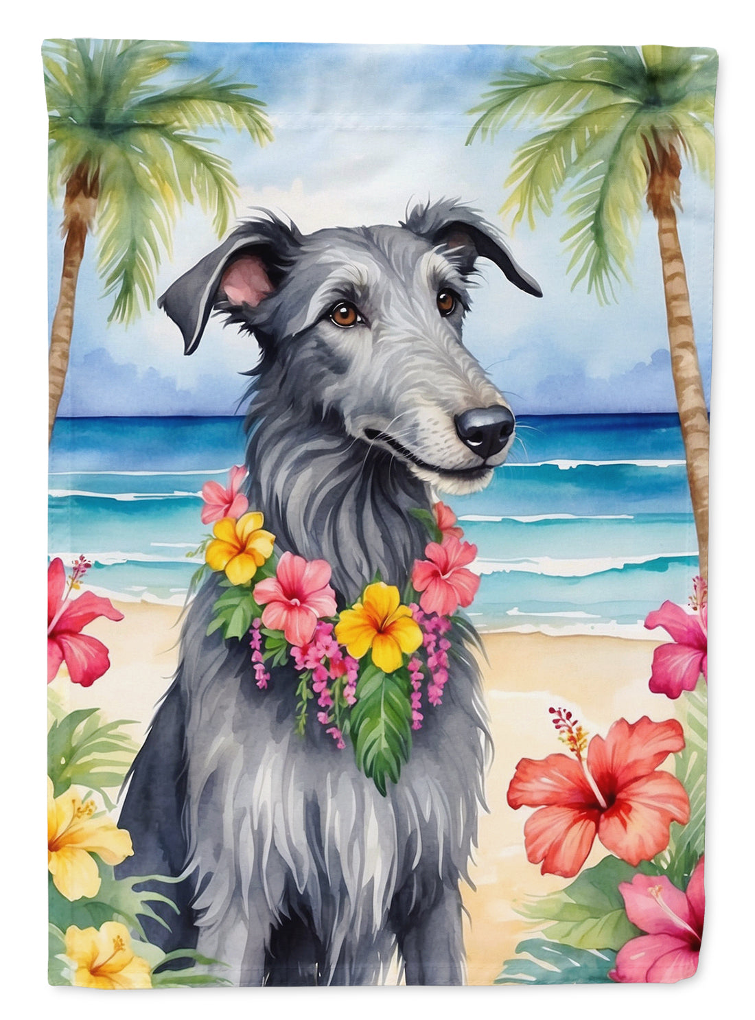 Buy this Scottish Deerhound Luau House Flag