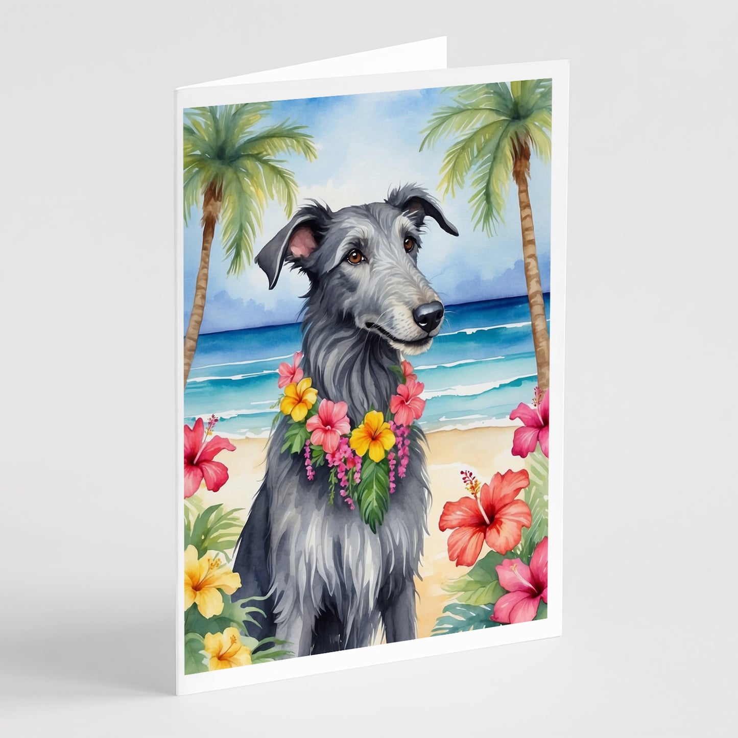 Buy this Scottish Deerhound Luau Greeting Cards Pack of 8