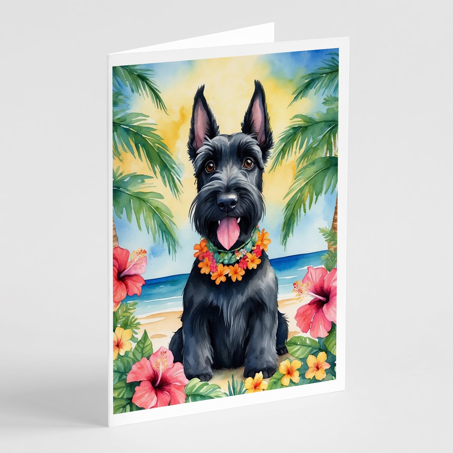 Buy this Scottish Terrier Luau Greeting Cards Pack of 8