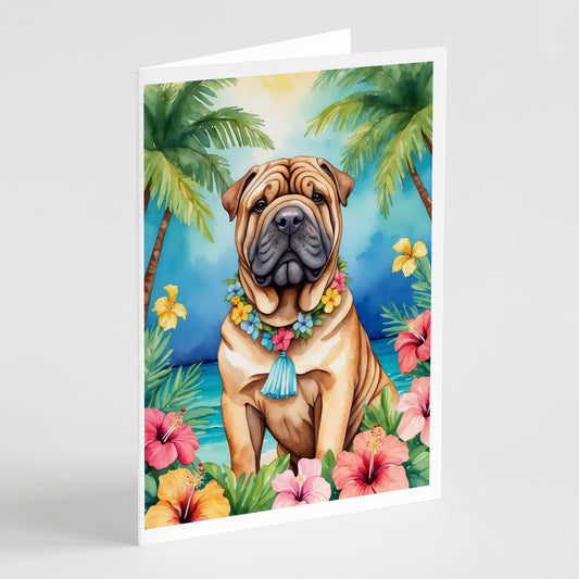 Buy this Shar Pei Luau Greeting Cards Pack of 8