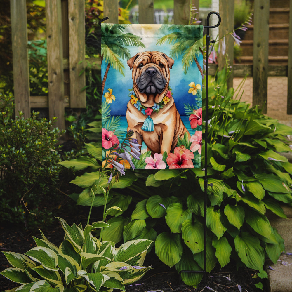 Shar Pei Luau Garden Flag