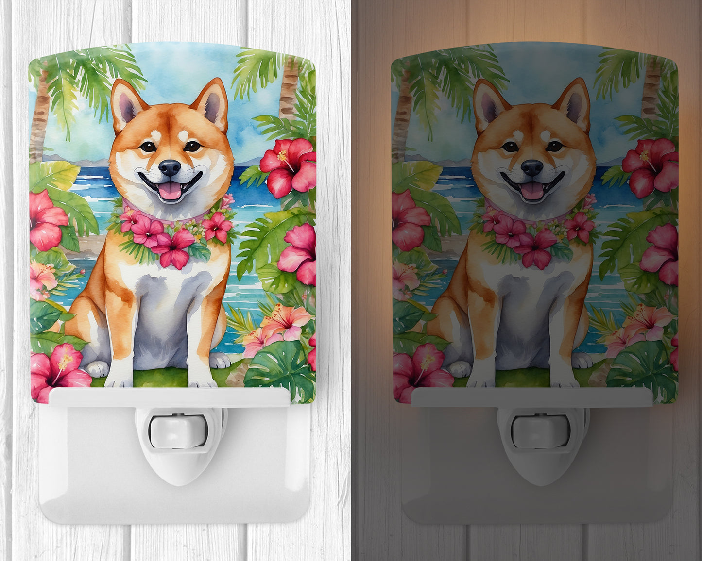 Shiba Inu Luau Ceramic Night Light