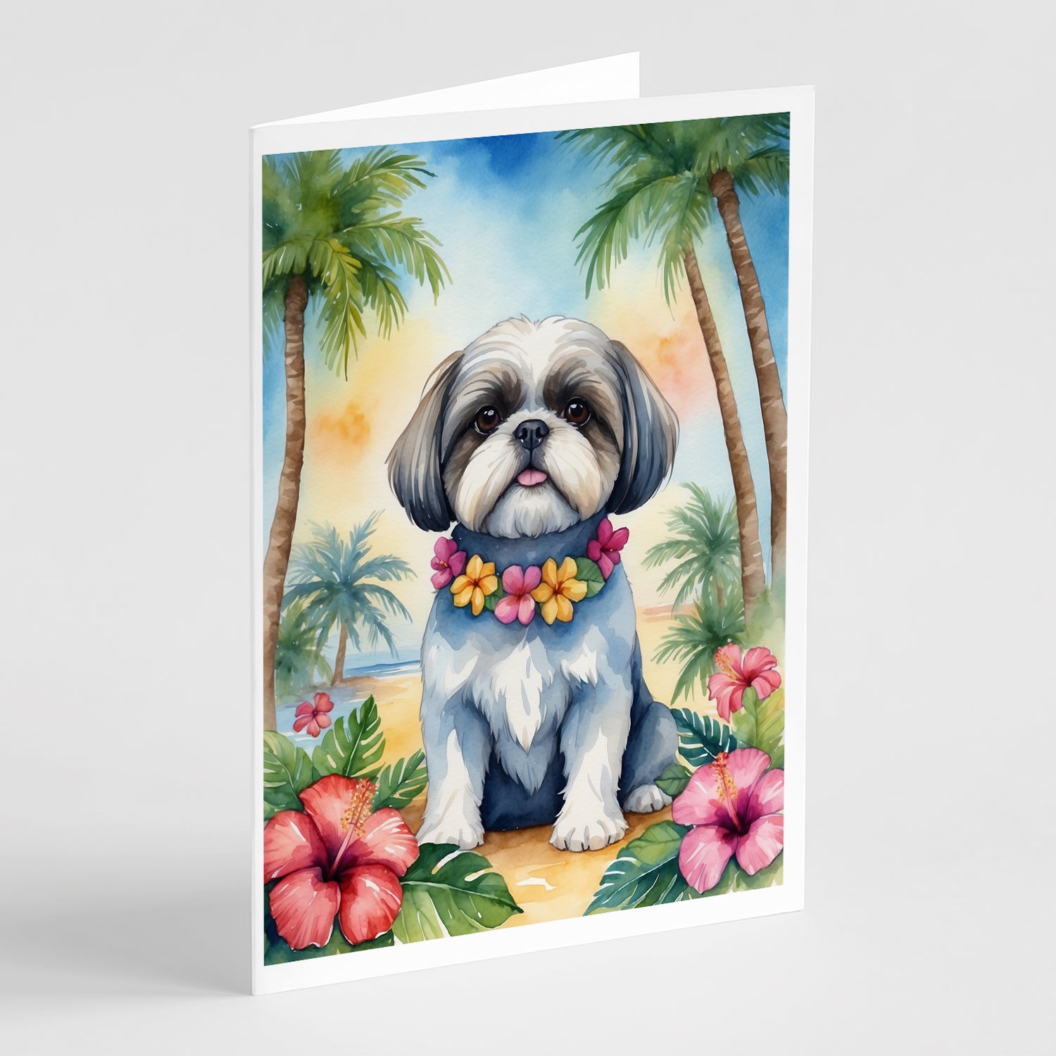 Buy this Shih Tzu Luau Greeting Cards Pack of 8
