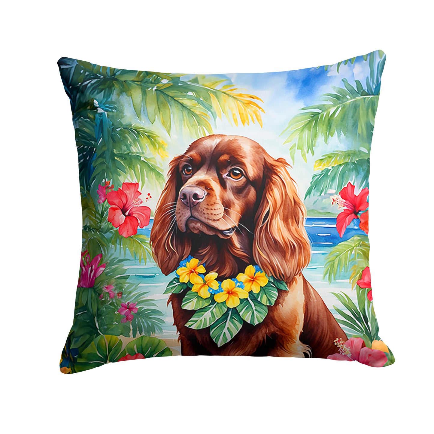 Buy this Sussex Spaniel Luau Throw Pillow