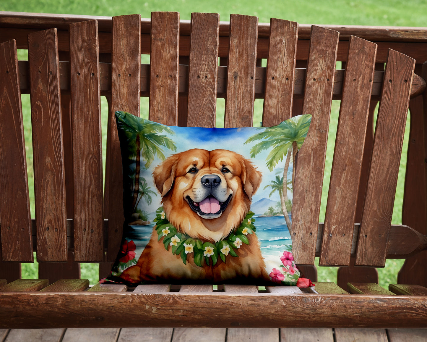 Tibetan Mastiff Luau Throw Pillow