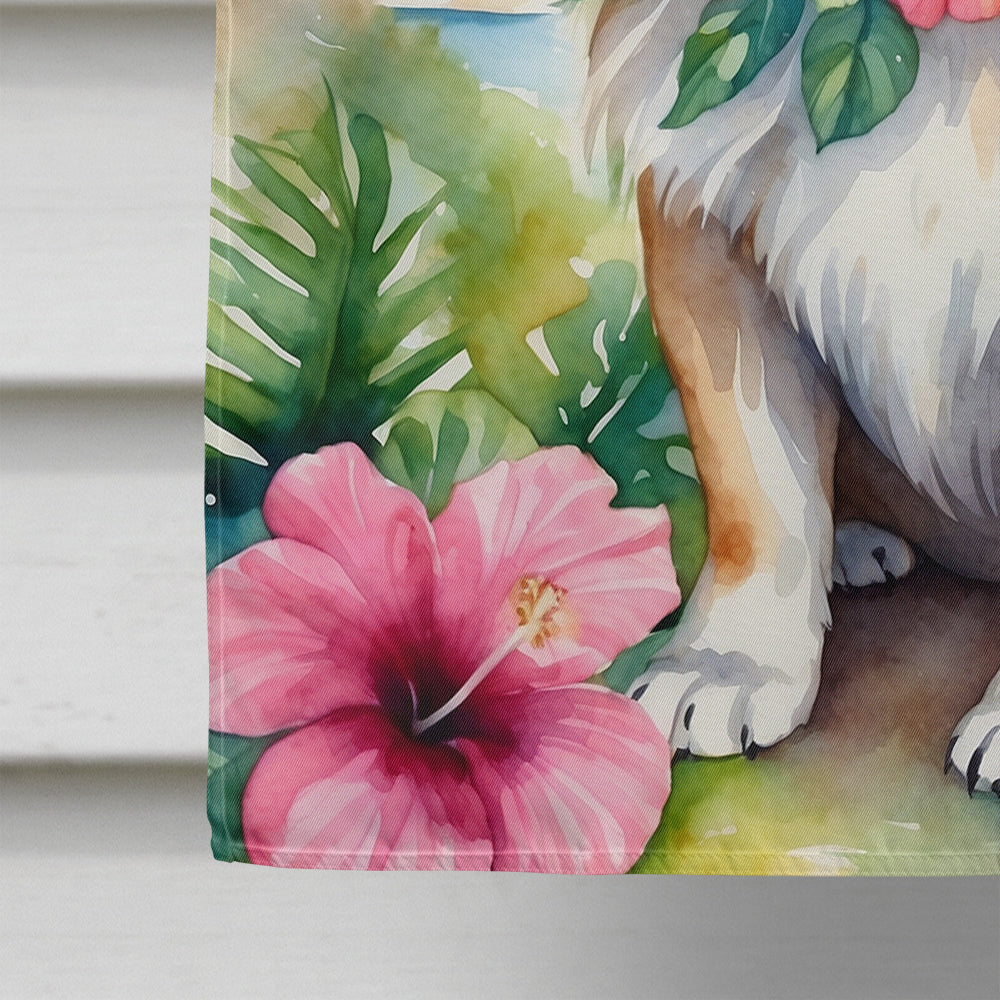 Tibetan Spaniel Luau House Flag