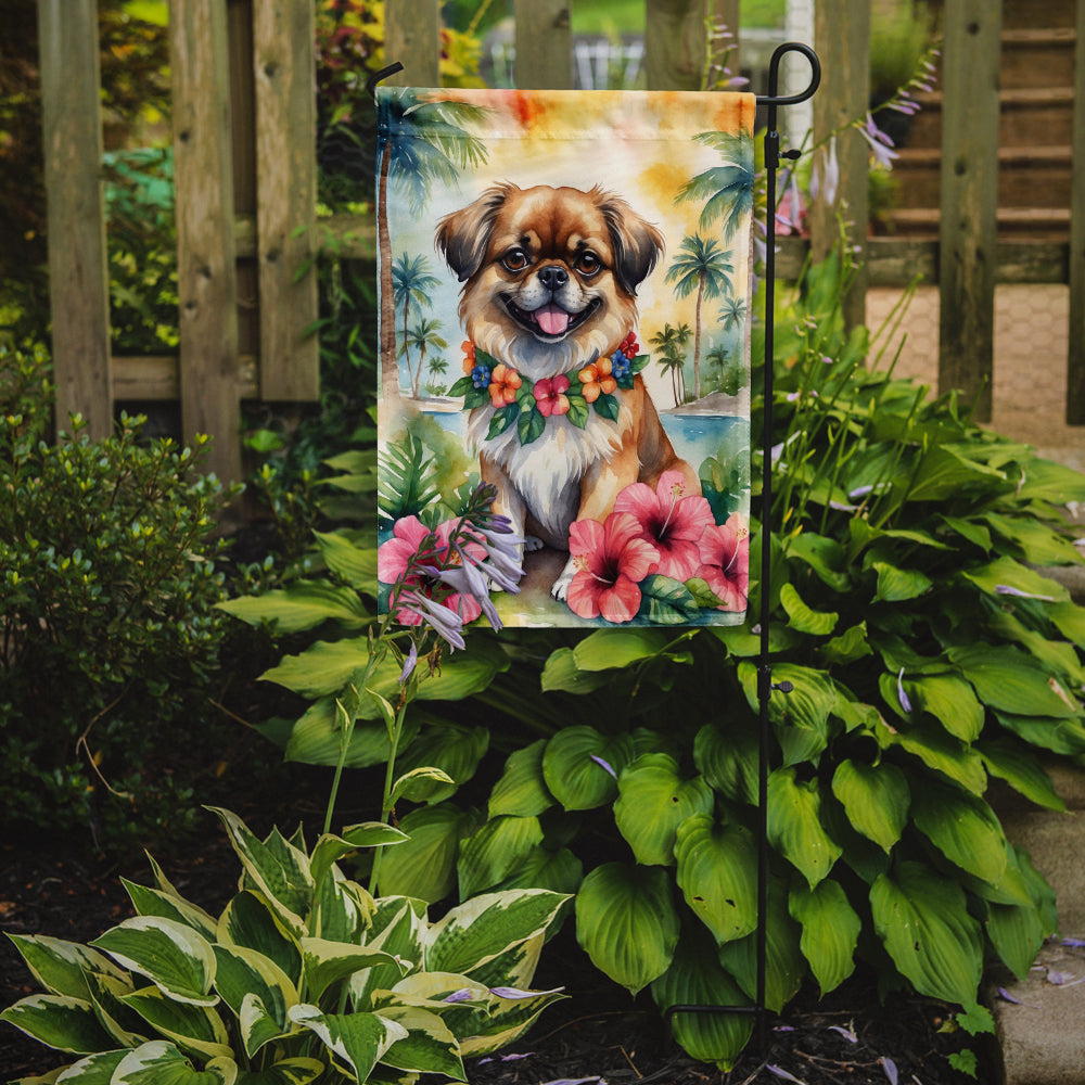 Tibetan Spaniel Luau Garden Flag