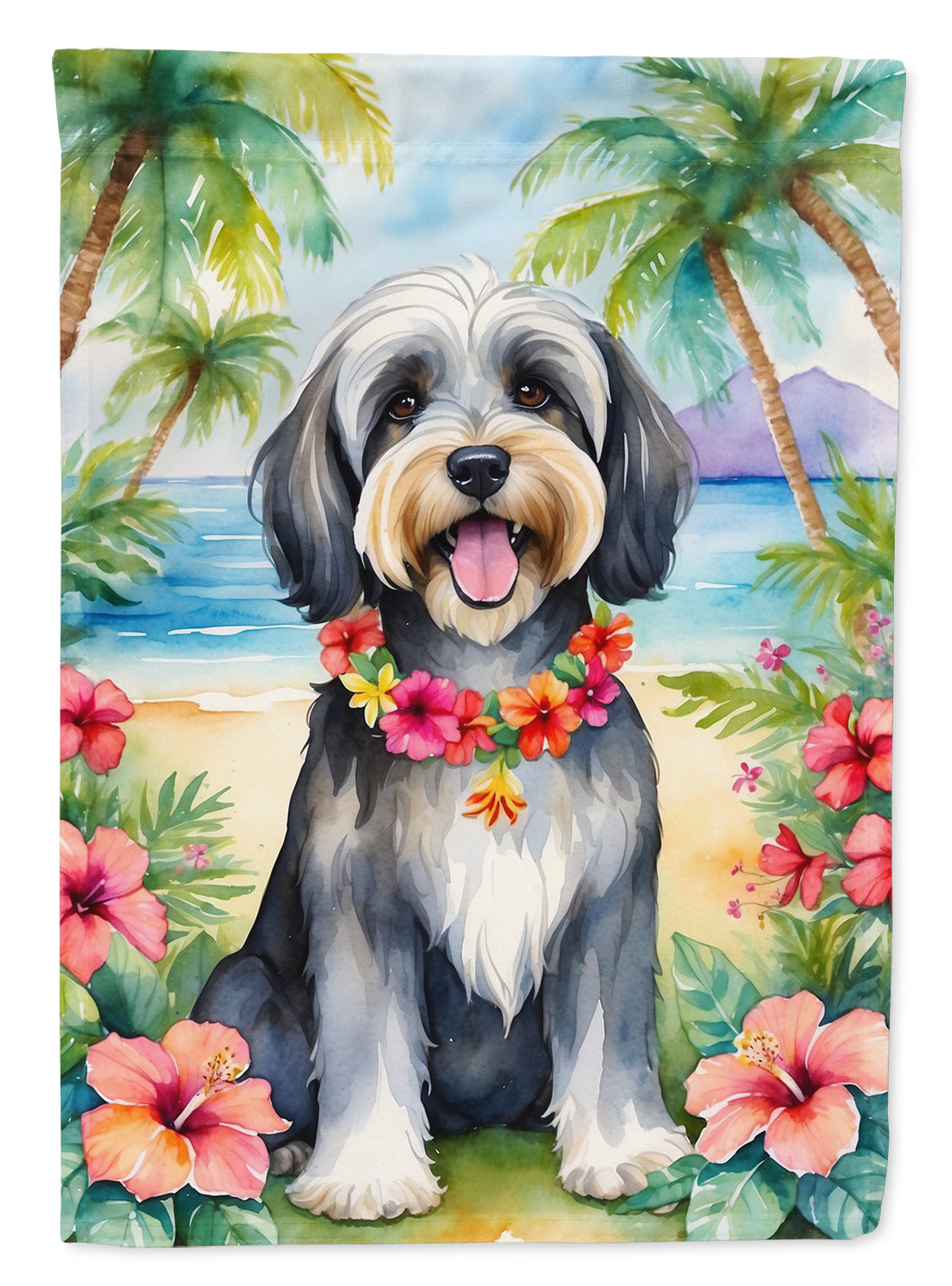 Buy this Tibetan Terrier Luau House Flag