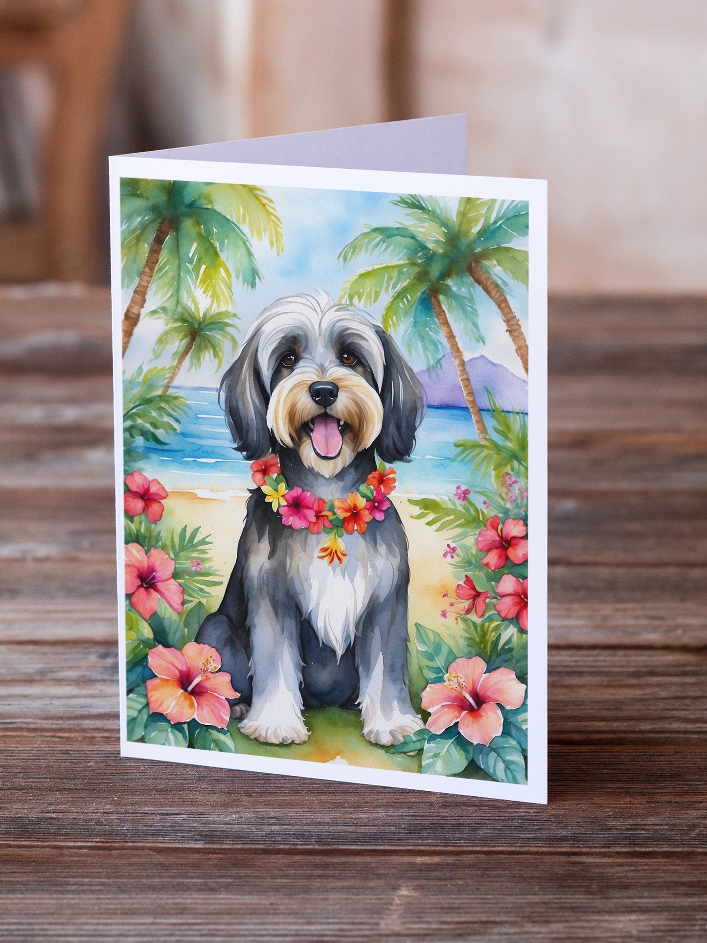 Tibetan Terrier Luau Greeting Cards Pack of 8