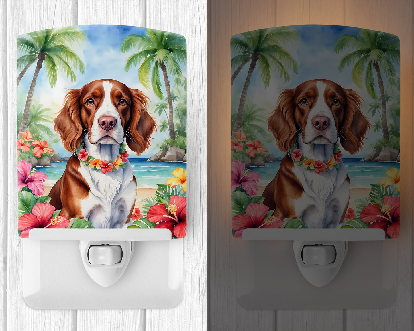 Welsh Springer Spaniel Luau Ceramic Night Light