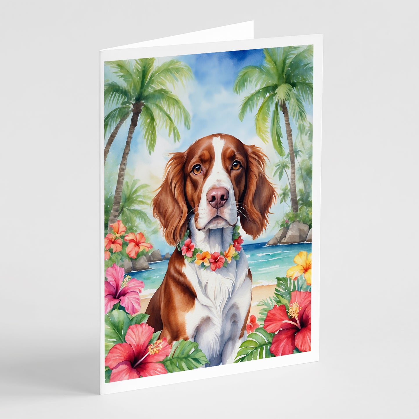 Buy this Welsh Springer Spaniel Luau Greeting Cards Pack of 8