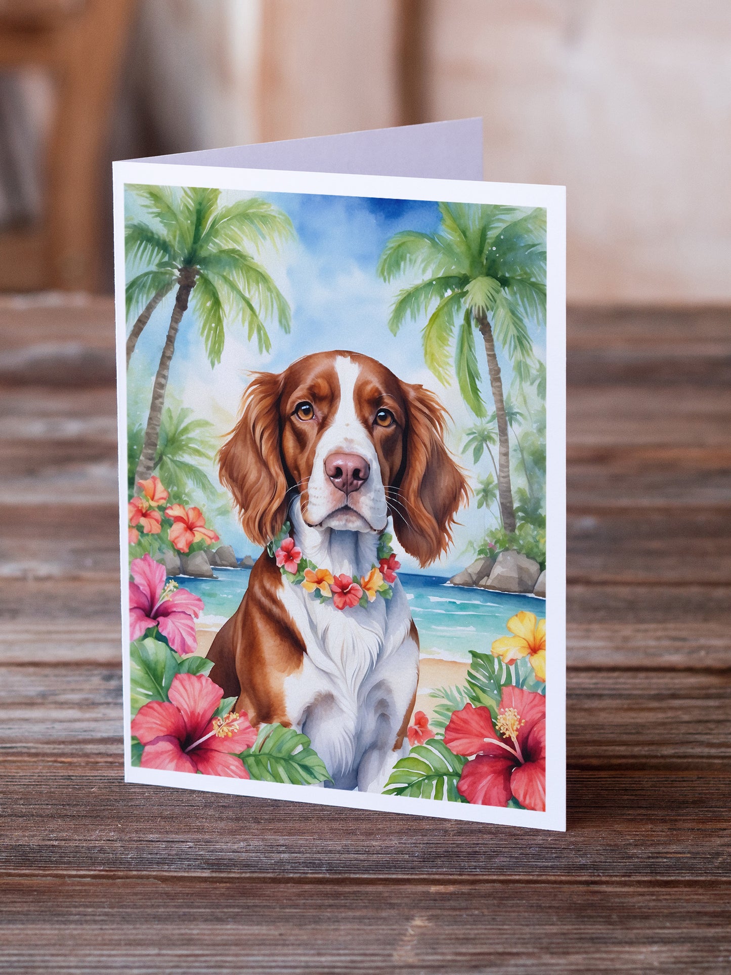 Welsh Springer Spaniel Luau Greeting Cards Pack of 8