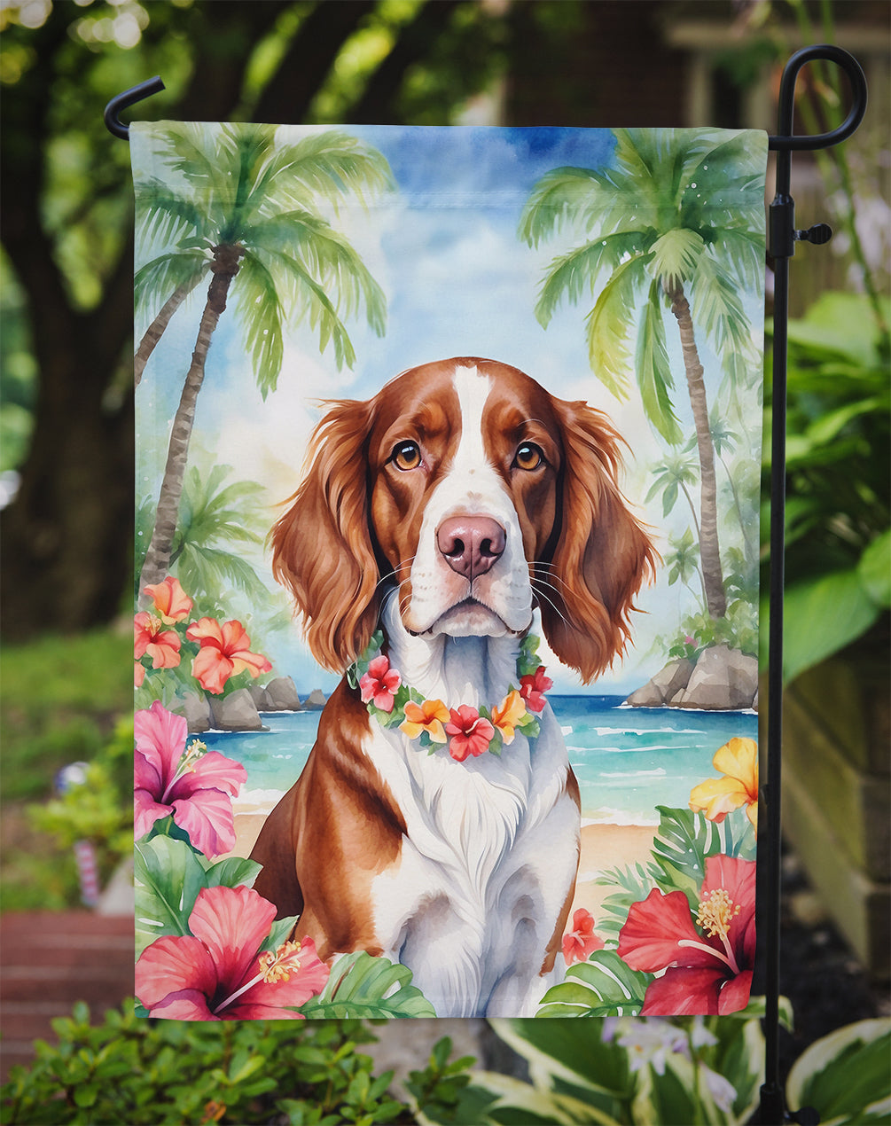 Welsh Springer Spaniel Luau Garden Flag