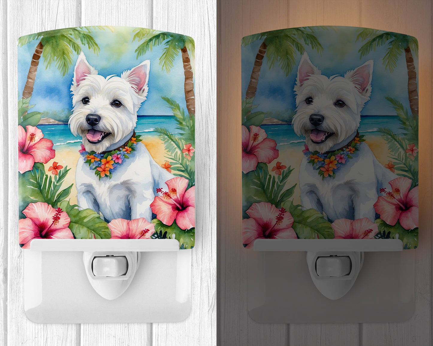 Westie Luau Ceramic Night Light