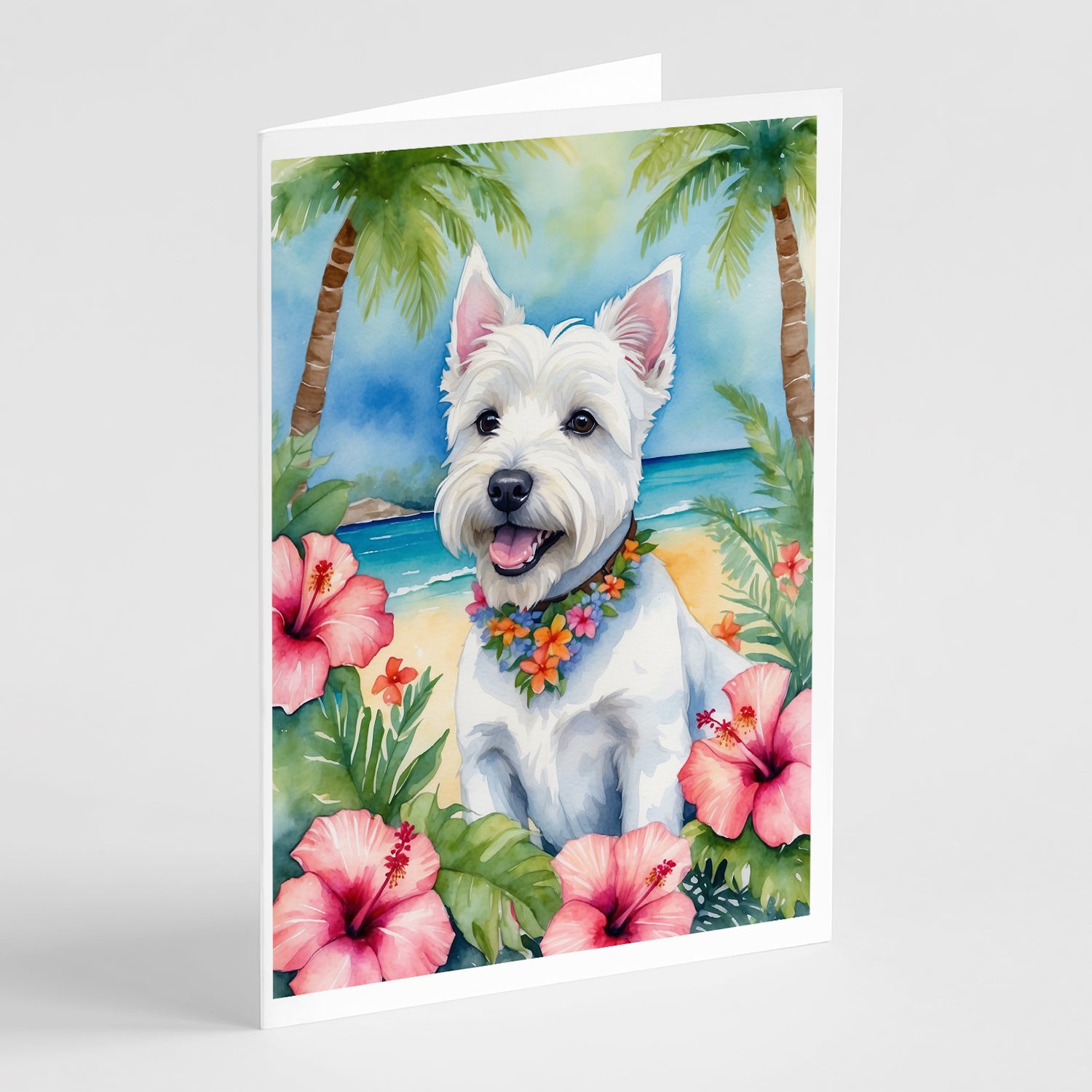 Buy this Westie Luau Greeting Cards Pack of 8