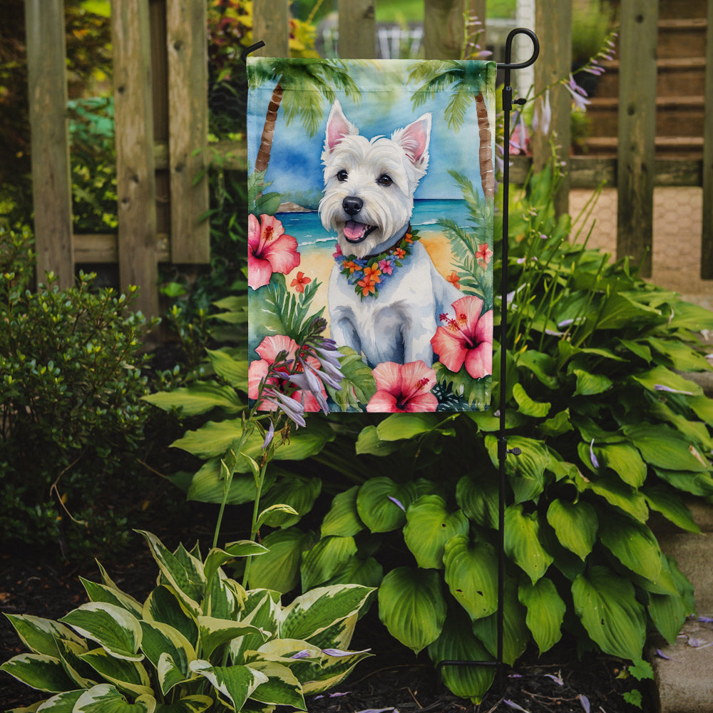 Westie Luau Garden Flag
