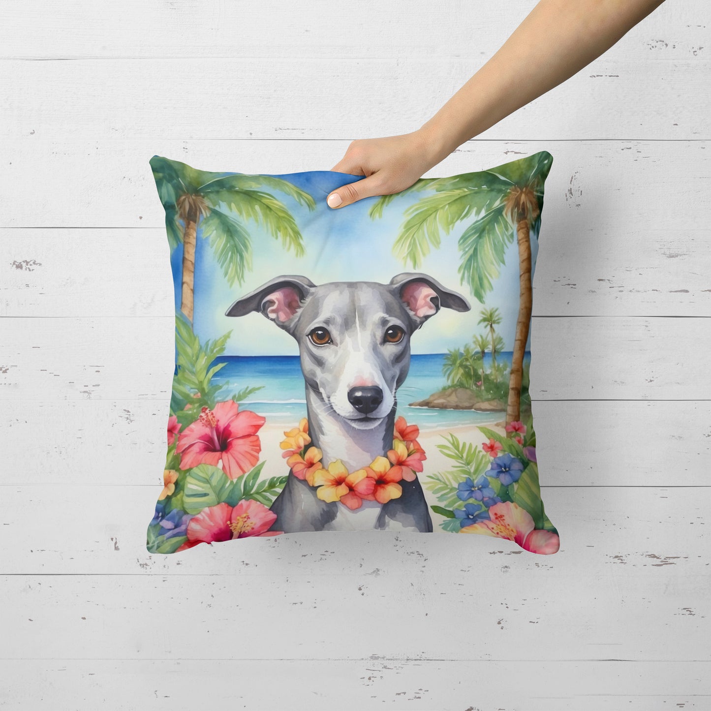 Whippet Luau Throw Pillow