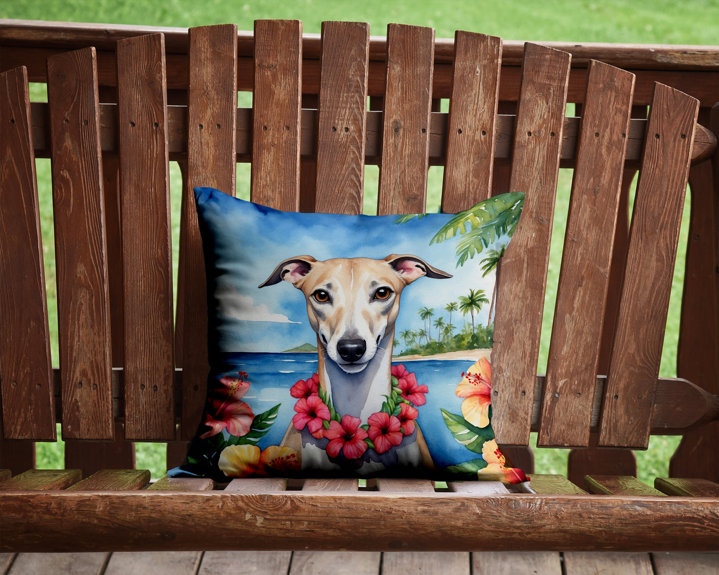 Whippet Luau Throw Pillow