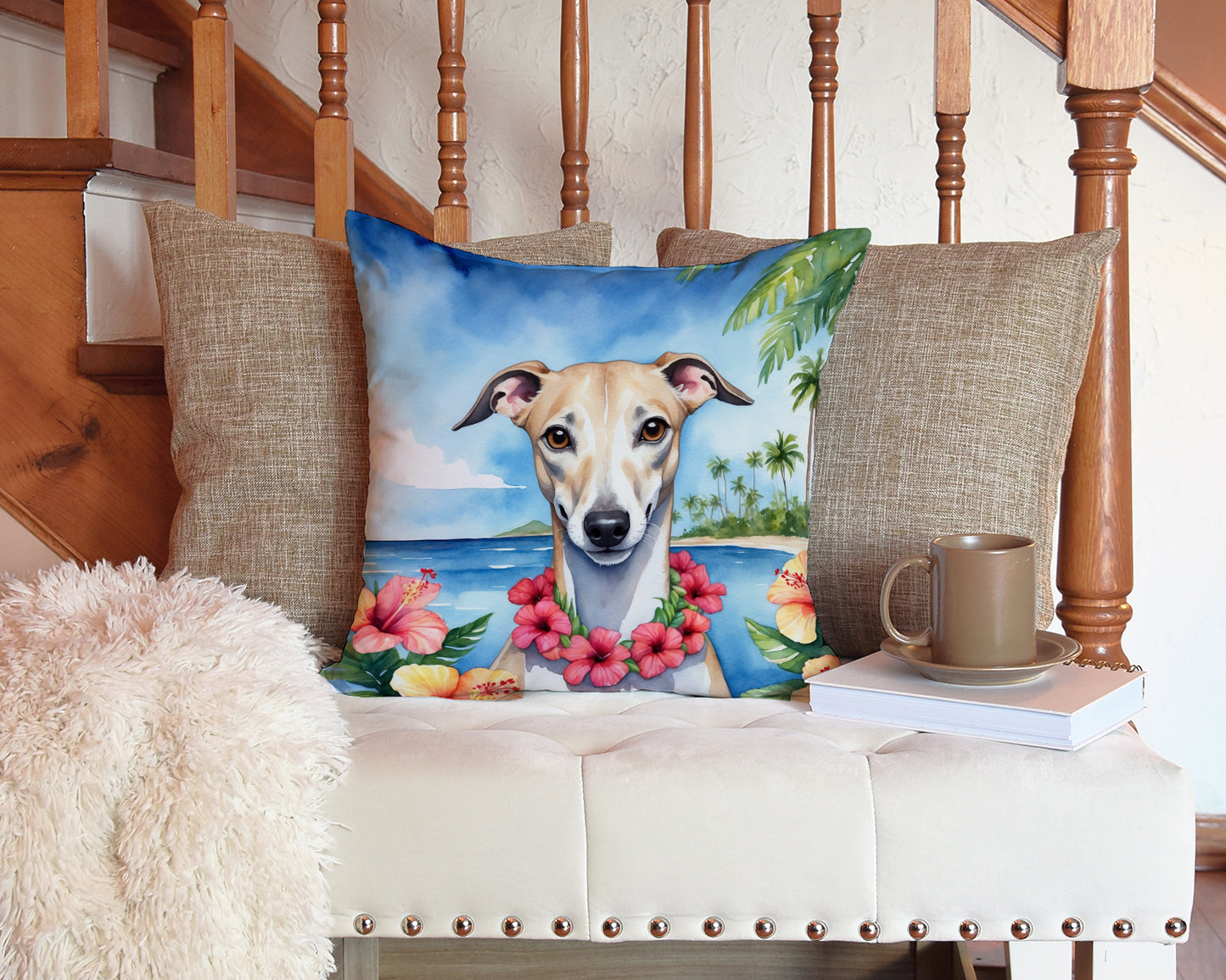 Whippet Luau Throw Pillow