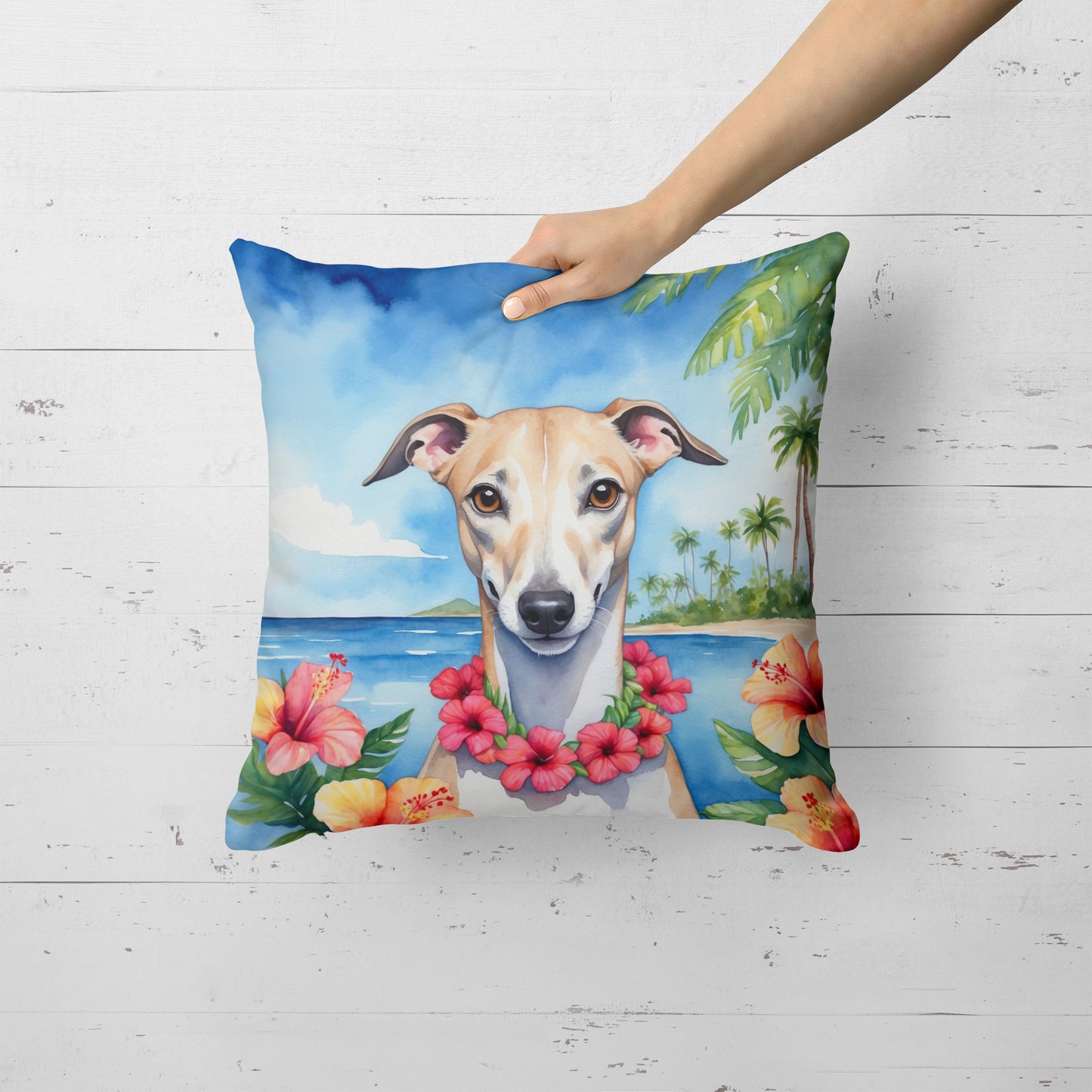 Whippet Luau Throw Pillow