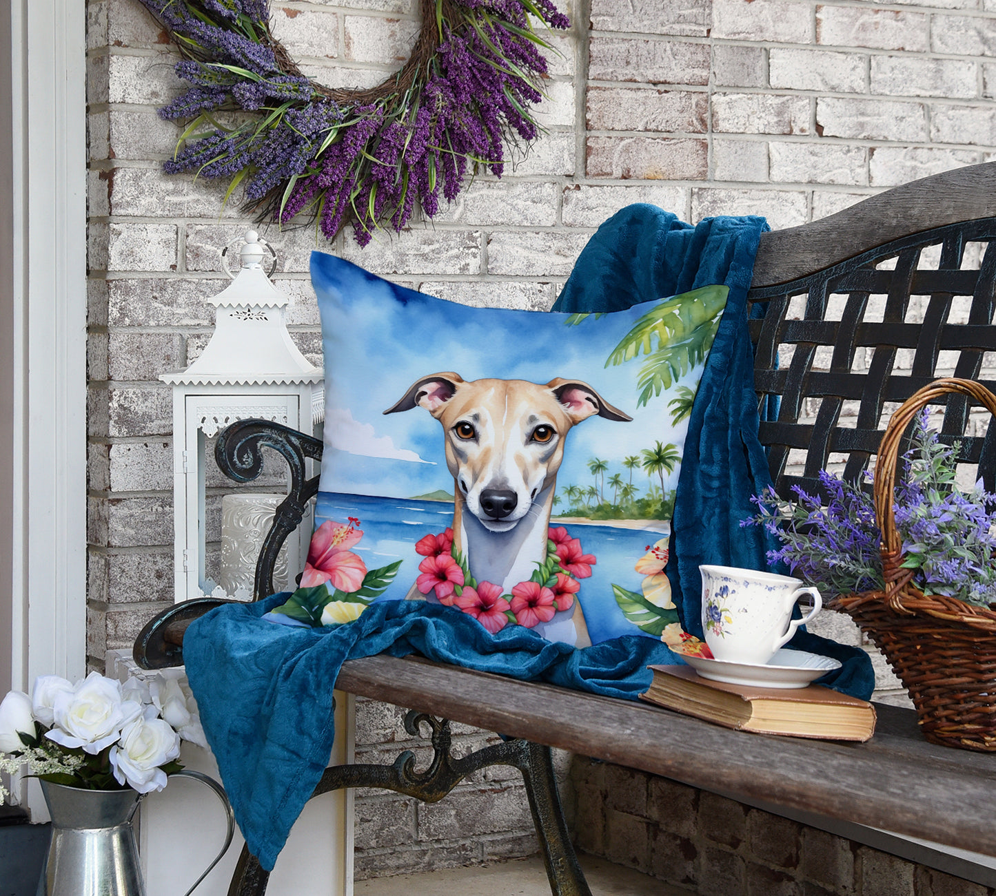 Whippet Luau Throw Pillow