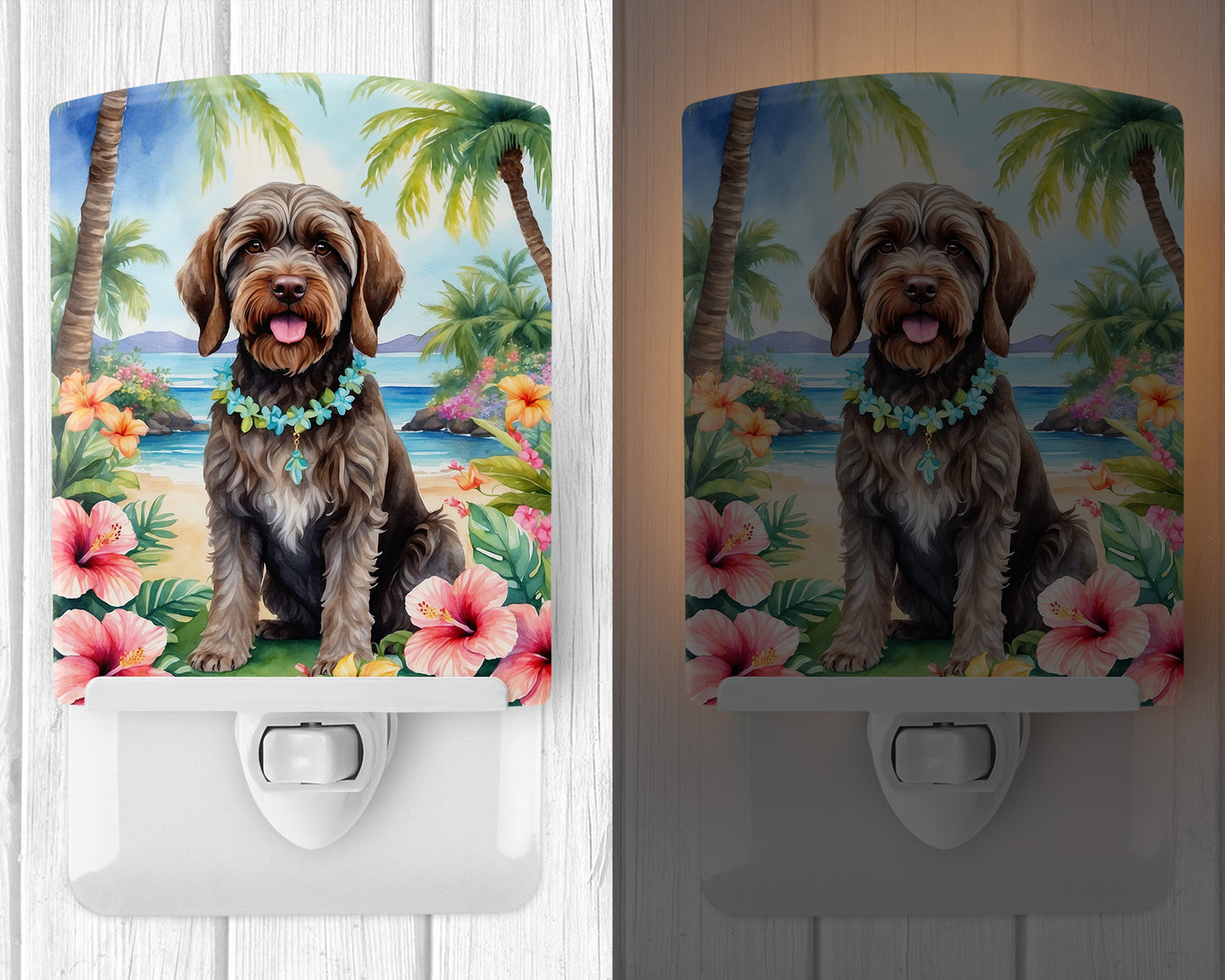 Wirehaired Pointing Griffon Luau Ceramic Night Light