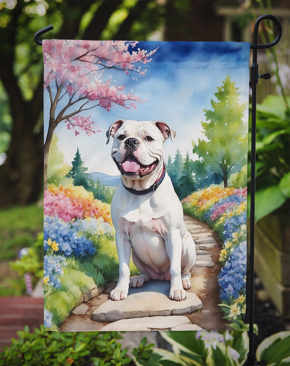 American Bulldog Spring Garden Garden Flag