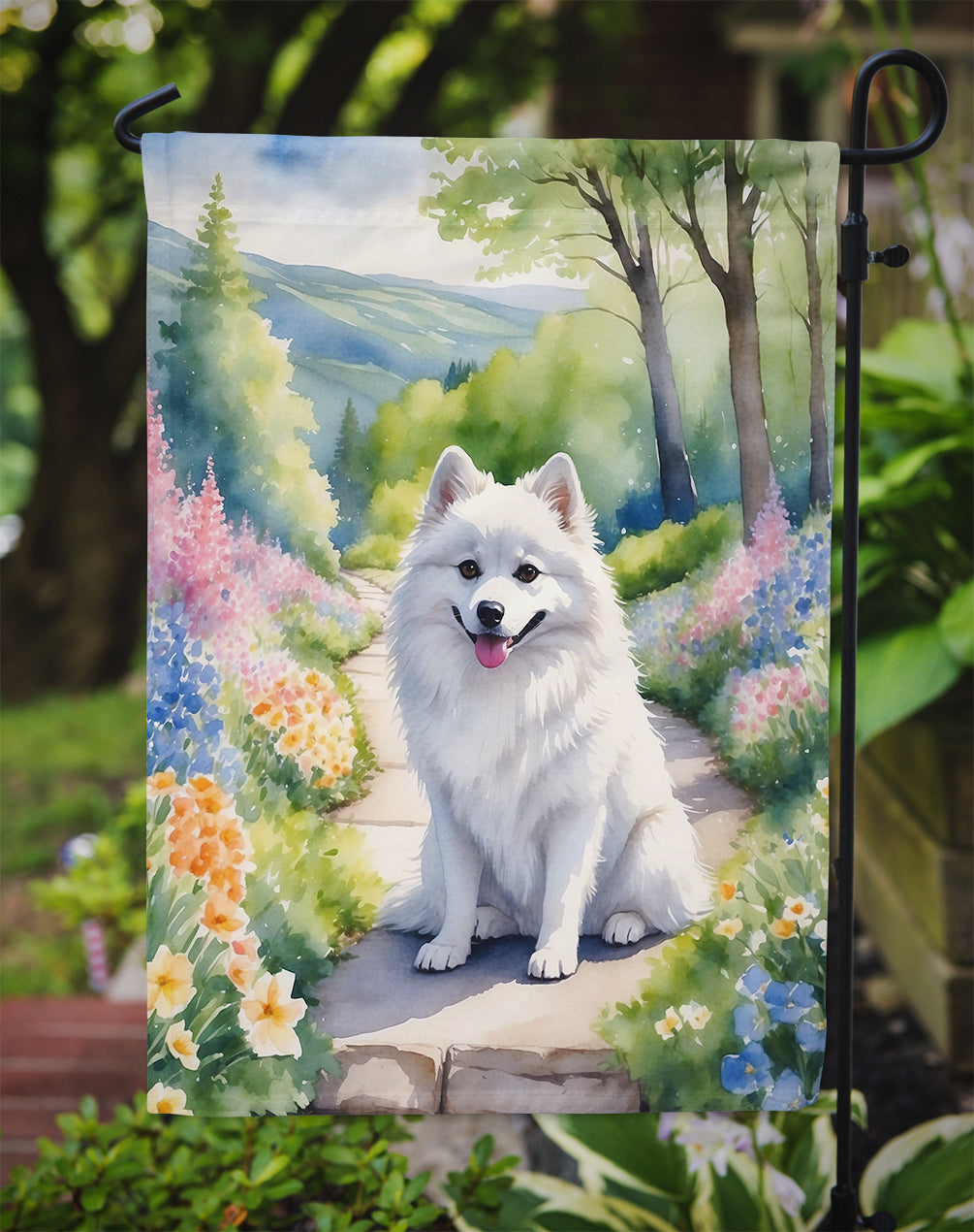 American Eskimo Spring Garden Garden Flag