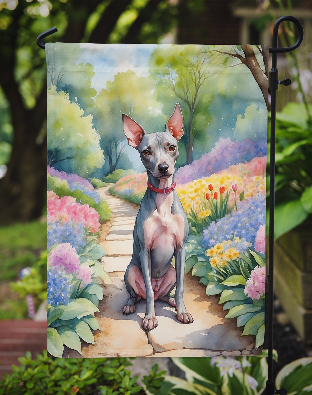 American Hairless Terrier Spring Garden Garden Flag