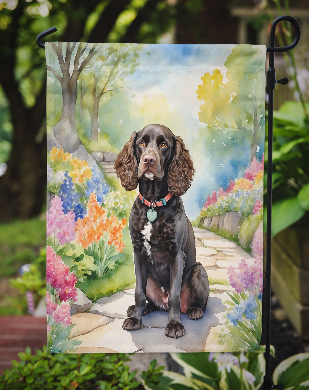 American Water Spaniel Spring Garden Garden Flag