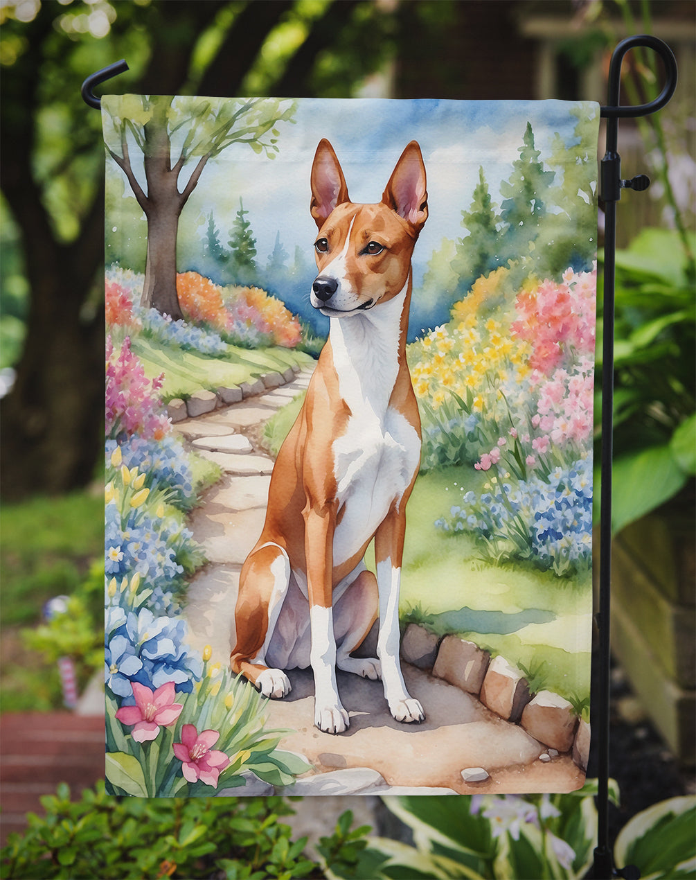 Basenji Spring Garden Garden Flag