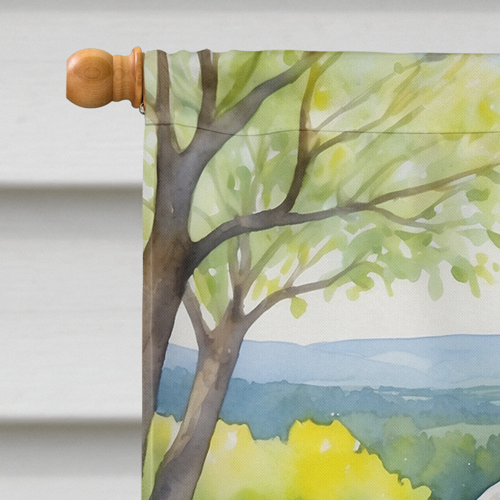 Bedlington Terrier Spring Garden House Flag