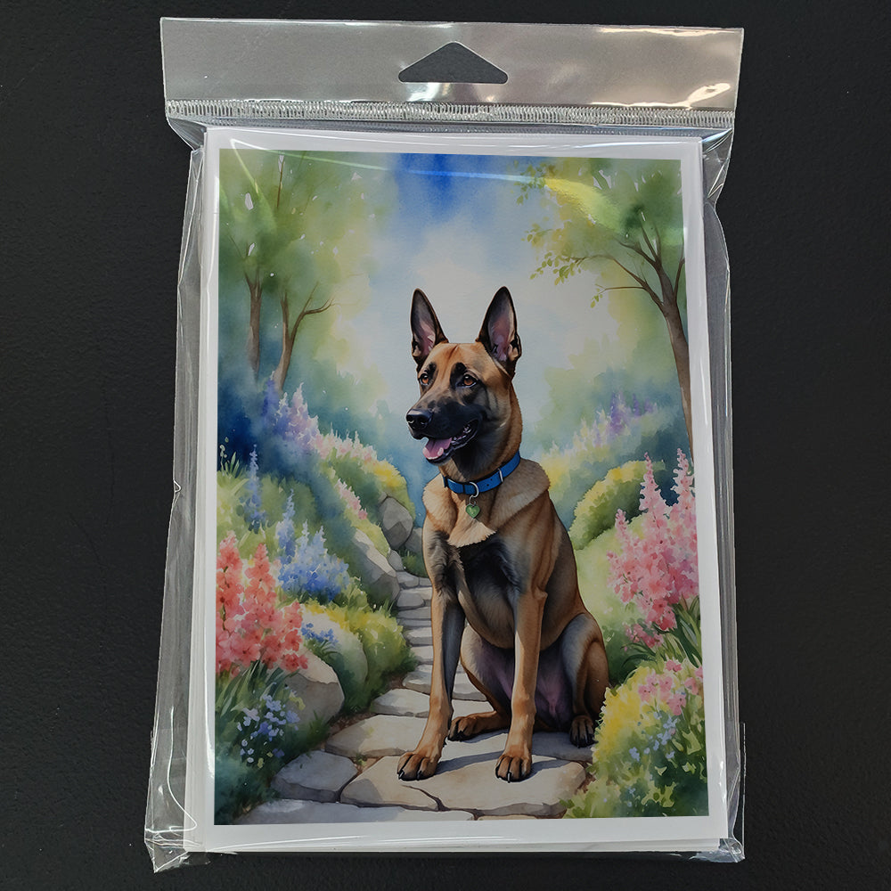 Belgian Malinois Spring Garden Greeting Cards Pack of 8