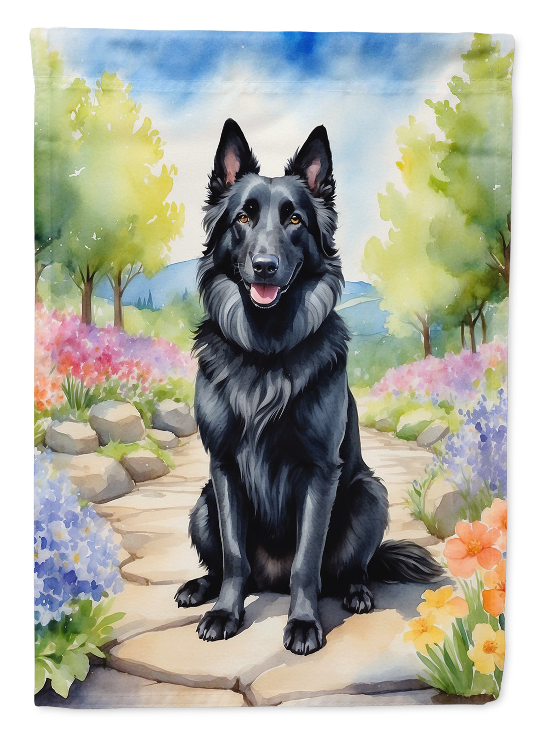 Buy this Belgian Sheepdog Spring Path House Flag